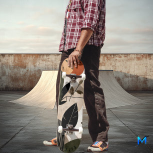Natural Boho Minimalist Skateboard - Earthy Leaf