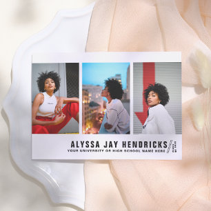 Natural   Bold 3 Photo Graduation Announcement