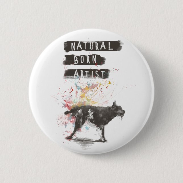 natural born artist 6 cm round badge (Front)