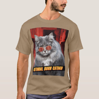 Natural Born Catdad Funny Retro Weirdcore Artwork T-Shirt