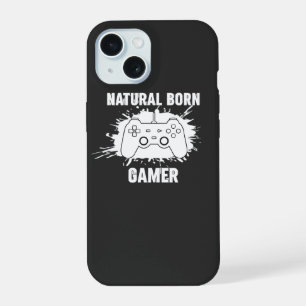 ​Natural Born Gamer - Splatter Style Gaming T-Shir iPhone 15 Case