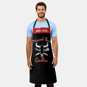 Natural Born Griller Apron - Funny Black Chef