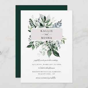 Natural Botanic Foliage Frame Wedding Invitation