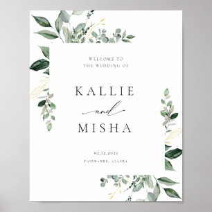 Natural Botanic Greenery Wedding Poster