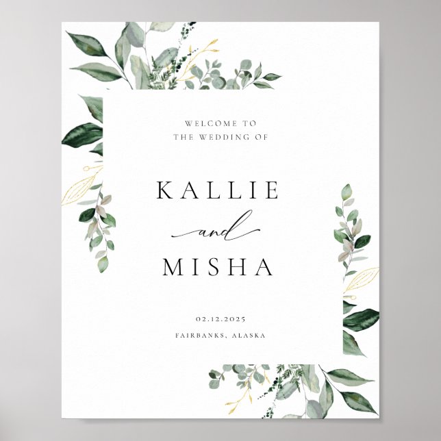 Natural Botanic Greenery Wedding Poster (Front)