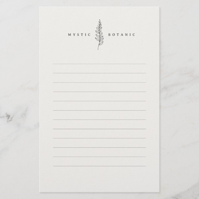 Natural Botanic Leaf I Modern Stationery Paper (Front)