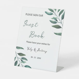 Natural Botanical Aesthetic Guest Book Pedestal Sign