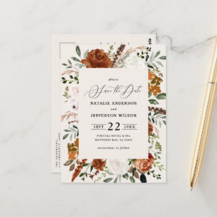 natural botanical rustic elegant modern wedding  postcard