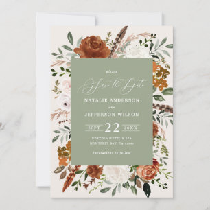 natural botanical rustic elegant modern wedding    save the date