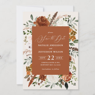 natural botanical rustic elegant modern wedding save the date