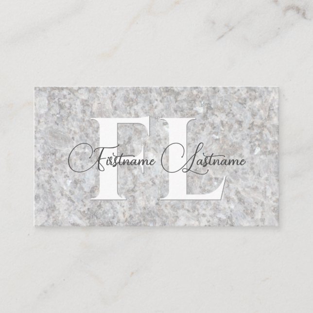 Natural bright marble surface calligraphy monogram business card (Front)