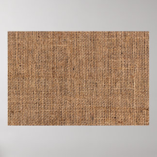 Natural Brown Burlap Canvas Coarse Grunge Backgrou Poster