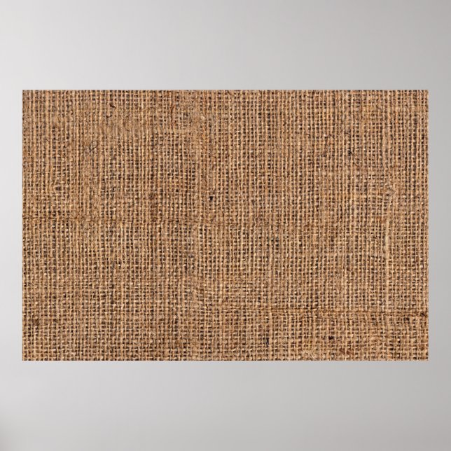 Natural Brown Burlap Canvas Coarse Grunge Backgrou Poster (Front)