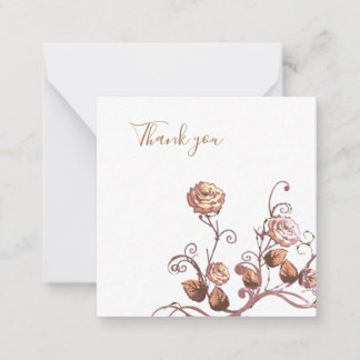 Natural Brown Gold rose Thank you Card