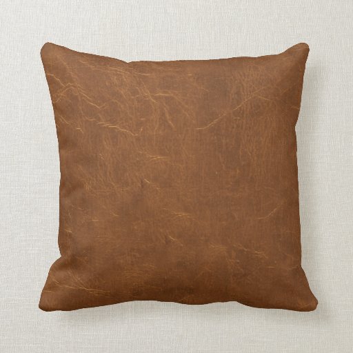 Image of Natural Brown Leather look Cushion