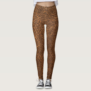 Natural Brown Leather: Textured Background Leggings