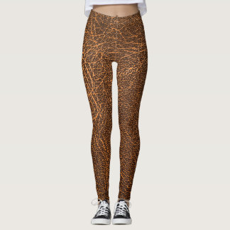 Natural Brown Leather: Textured Background Leggings