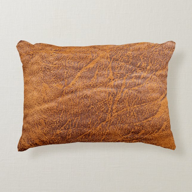 Natural brown leather texturetexture, leather, ski decorative cushion (Front)