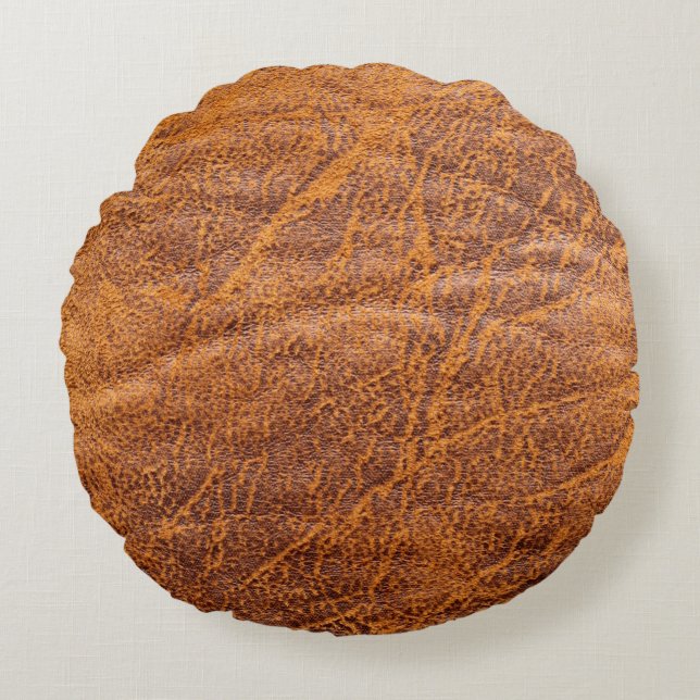 Natural brown leather texturetexture, leather, ski round cushion (Front)