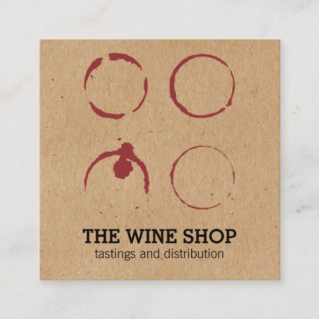 Natural Brown Wine Stains Square Business Card (Front)
