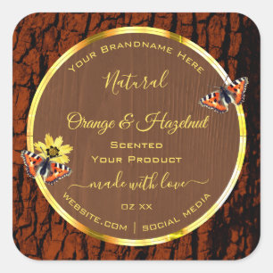 Natural Brown Wood Grain Tree Bark Product Labels