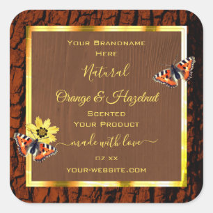 Natural Brown Wood Grain Tree Bark Product Labels