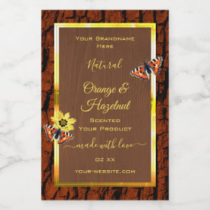 Natural Brown Wood Grain Tree Bark Product Labels