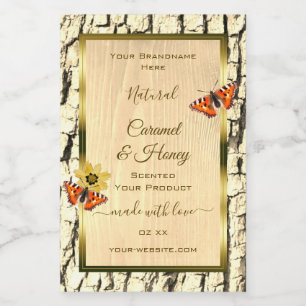 Natural Brown Wood Grain Tree Bark Product Labels