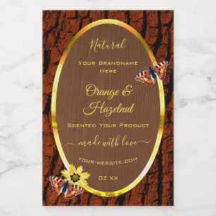 Natural Brown Wood Grain Tree Bark Product Labels