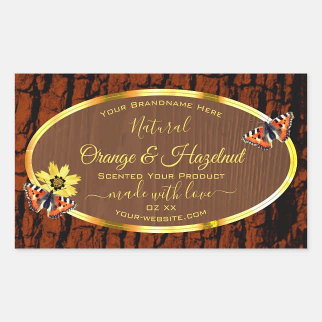 Natural Brown Wood Grain Tree Bark Product Labels (Front)