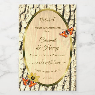 Natural Brown Wood Grain Tree Bark Product Labels