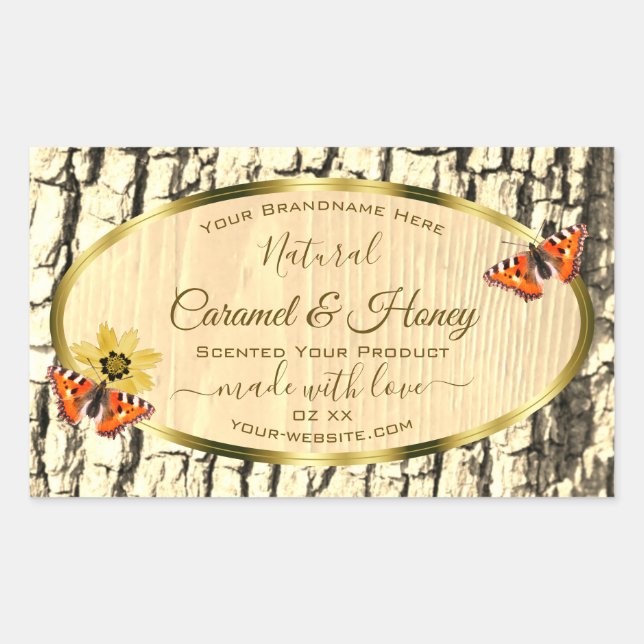 Natural Brown Wood Grain Tree Bark Product Labels (Front)