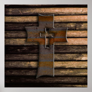 Natural Brown Wooden Cross Poster