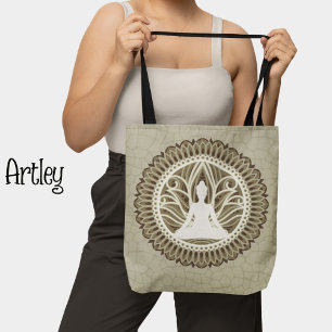 Natural Buddha Mandala Meditation Lotus Flower  Tote Bag