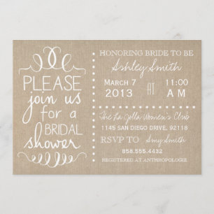 Natural Burlap Bridal Invitation