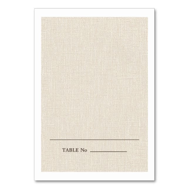 Natural Burlap Texture Wedding Place Cards (Front)