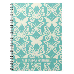 Natural Butterflies Cute Design on Teal Notebook