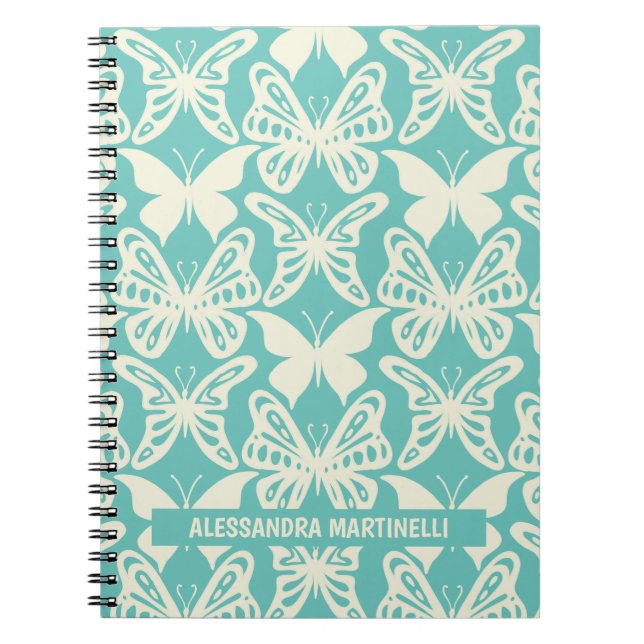 Natural Butterflies Cute Design on Teal  Notebook (Front)