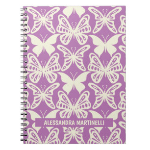 Natural Butterflies on Purple Notebook