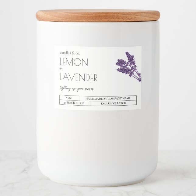 Natural Candle Black And White Product Label (Front)