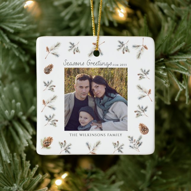 Natural christmas folage photo xmas  ceramic ornament (Tree)