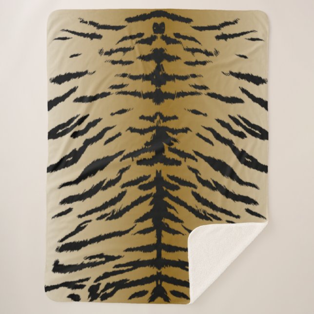 Natural-colored tiger pattern sherpa blanket (Front)