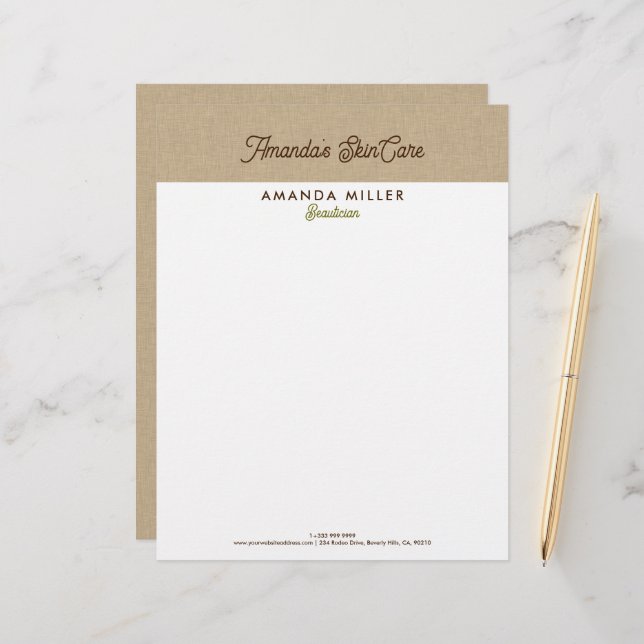 Natural Colour Classic Line Texture Custom Letterhead (Front/Back In Situ)