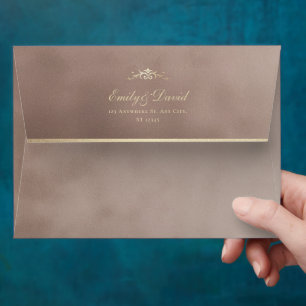 Natural Colour Velvet Texture Gold Wedding Envelop Envelope