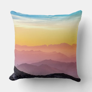 Natural Colours Mountain Landscape at Sunset Cushion