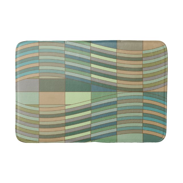 Natural Colours Wavy Rectangles Bath Mat (Front)