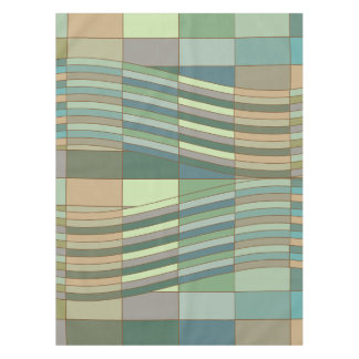 Natural Colours Wavy Rectangles Tablecloth