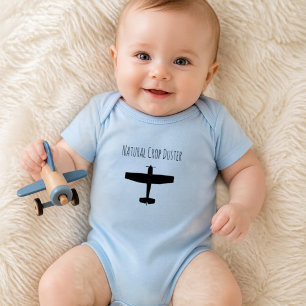 Natural Crop Duster Aeroplane Funny Aviation Boy Baby Bodysuit