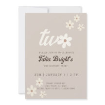Natural Daisy Boho Birthday Invitation