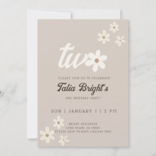 Natural Daisy Boho Birthday Invitation